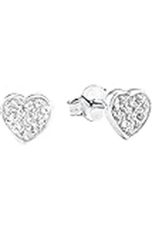 QS by s.Oliver Pendientes de plata de ley 925 joyería del oído de los niños de la muchacha, con zirconia cúbico synth., 0,6 cm, plata, corazón, Viene en caja de regalo de joyería