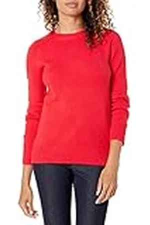 Amazon Jersey de Tacto Suave con Cuello Redondo, Manga Larga y Corte Clásico Mujer, , XS