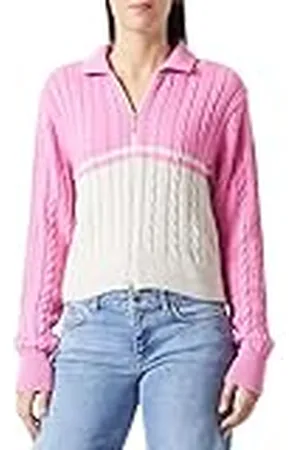 Trendyol Damen Farbblock Lange Ärmel Regulär Strickjacke Jersey de cárdigan, Rosa, L para Mujer