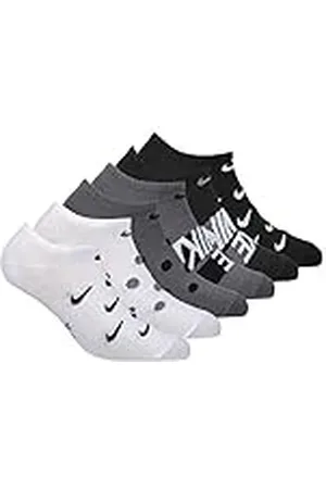 Nike W Everyday LTWT No Show-6Pr-Swoosh Socks, Mujer, WH/blk/SG/WH/blk/SG, M