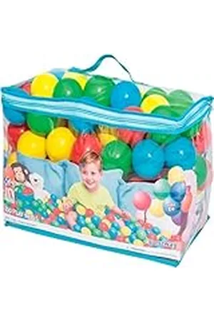 Bestway 52027 - Bolas de Colores para Piscina de Bolas Hinchable 100 Unidades de PVC con Bolsa de Transporte 4 Azul, Amarillo, Verde y Rosa Diámetro 6,4 cm