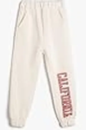 Koton Jogger Sweatpants Elastic Waistband Printed Detail Pockets, Pantalones de chándal niñas,