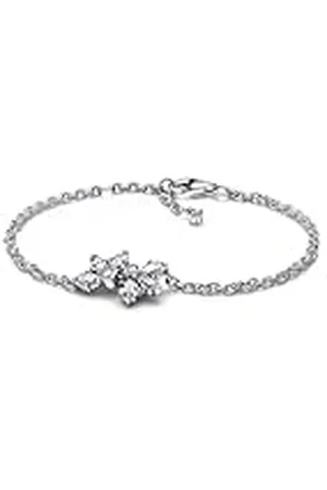 PANDORA Timeless Pulsera con diseño de Herbarium Cluster de plata de ley con circonitas cúbicas transparentes, 16