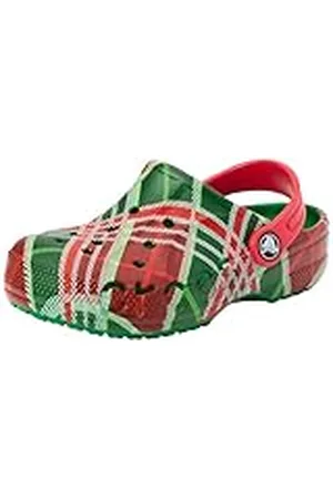 Crocs Unisex Niño Baya Holiday Plaid Clog K Zueco, Kelly Green, 28/29 EU