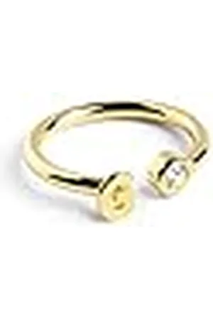 SINGULARU Anillo Personalizado Letter Spark. Ajustable. Plata de Ley 925 con Acabado Baño de de 18 Kt. Talla Unica. Joyas para Mujer. Letra G