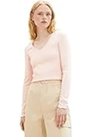 TOM TAILOR TOM TAILOR Camisa cropped de mujer vaquera de manga larga con estructura acanalada, , 29/30