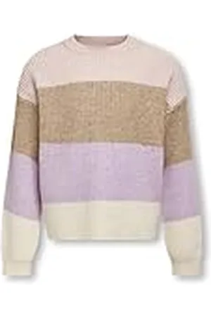 ONLY Kogsandy - Jersey Con Diseño de Rayas (Talla L/S) Suéter, Niñas, Rosa Sepia, 122-128