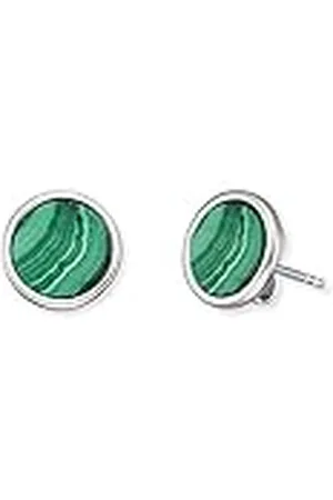 Engelsrufer Pendientes de aro para mujer de plata de ley con colgante de piedra de estraza – cierre de cierre –, Durchmesser 10 mm, Plata, malaquita