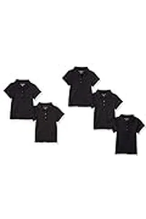 Amazon Polo de Uniforme de Doble Punto y Manga Corta Niña, Pack de 5, , 3 años