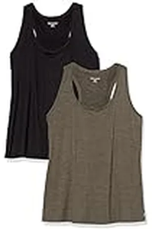 Amazon Top Deportivo Elástico de Secado Rápido y Tirantes (Hay Tallas Grandes) Mujer, Pack de 2, , L