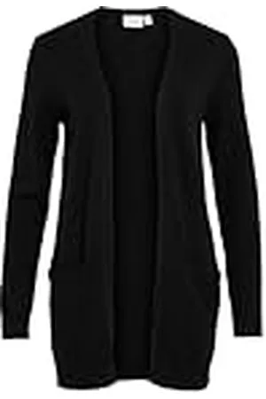 VILA VIRIL Open L/S Knit Cardigan - Noos, Suéter cárdigan Mujer, Black
