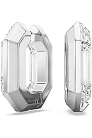 Swarovski Pendientes de aro Lucent, Forma octagonal, Pequeños, Blancos