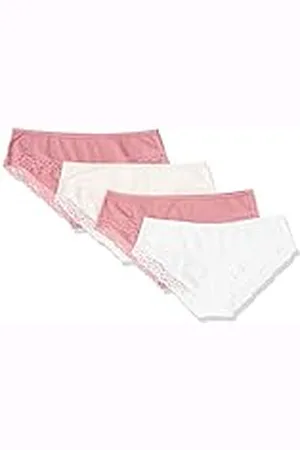 Amazon Braga Hípster de Algodón y Encaje Mujer, Pack de 4, , 44