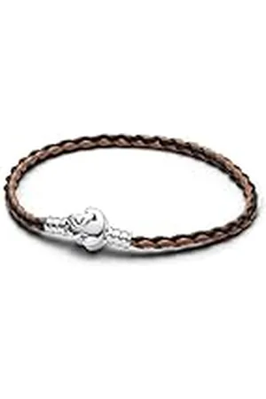 PANDORA Pulsera 593361C01-S2 cuero negro y
