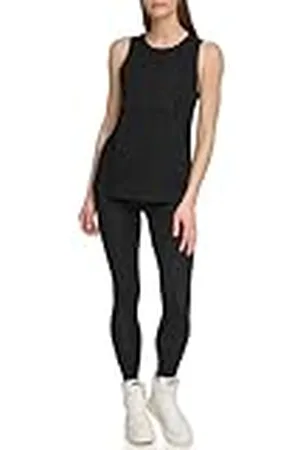 DKNY Exploded Applique Logo Longline Tank Camiseta de Yoga, , S Mujeres