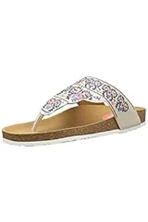 Desigual Tajmahal Flowers, Sandalias con Tira a T Mujer, Blanco (White 1000), 36 EU
