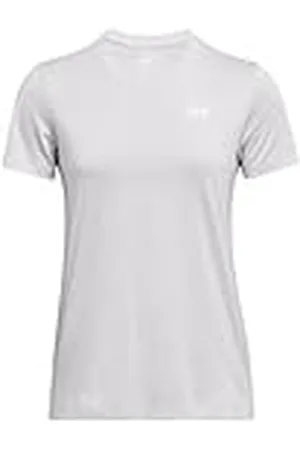 Under Armour Tech SSC Twist Camiseta de manga corta para mujer, cómoda camiseta de deporte, color gris halo/blanco/blanco