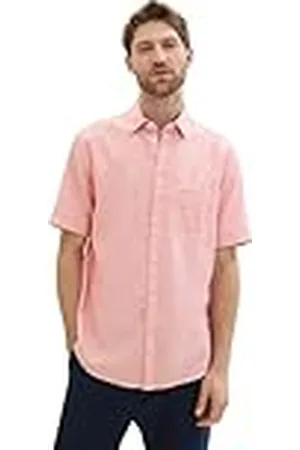 TOM TAILOR 1041373 Camisa, 35439-Coral White Structure, M para Hombre