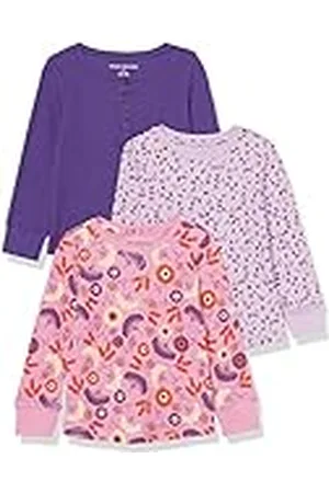 Amazon Camiseta térmica de Punto de Manga Larga Niña, Pack de 3, , 2 años