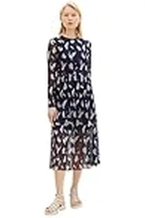 TOM TAILOR TOM TAILOR Vestido de malla vaquera de mujer con estampado, , 3XL