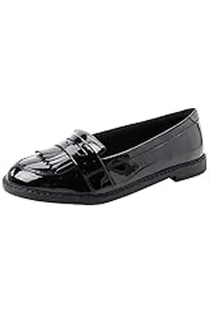 Clarks Scala Bright Y, Mocasines Niñas, Negro (Black Pat Black Pat), 37 EU