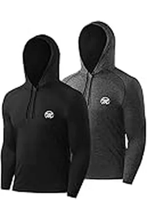 MEETWEE Camiseta Deportiva Manga Larga Hombres Camiseta de Manga Larga con Capucha Funcional Sudadera con Capucha Transpirable de Otoño Camiseta Deportiva para Corriendo, Fitness y Trotar