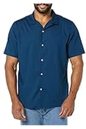 Amazon Camisa Hawaiana Ajustada de Algodón y Manga Corta con Botones Hombre, , XS