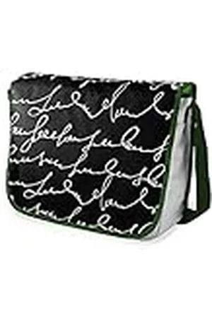 Bonamaison Bolso escolar de mensajero impreso digitalmente con correa caqui para estudiantes, bolsa cruzada, bolsa de mensajero, bolsa de hombro para la escuela, vuelta a la escuela, tamaño: 29 x 36