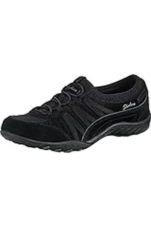 Skechers BREATHE-EASY MONEYBAGS, Zapatillas para Mujer, Black Suede/ Mesh/ Charcoal Trim, 35 EU
