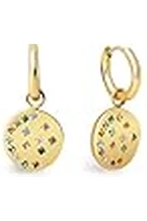 SINGULARU Pendientes Aro Bling. Colgante de Acero Inoxidable con Baño en de 18Kt. Cierre Congo/Click. Joyas para Mujer