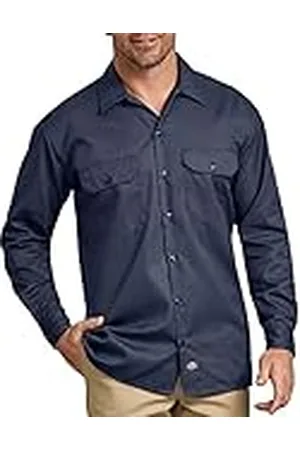 Dickies Camisa con Manga Larga para Hombre, Color Azul Marino, Talla XXL