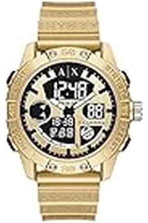 Armani Exchange Reloj para hombre, movimiento Ana-Digi, caja ABS dorada de 46MM con correa de poliuretano, AX2966