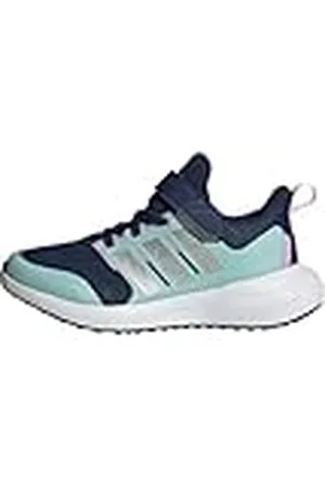 adidas Fortarun 2.0 Cloudfoam Elastic Lace Top Strap Shoes, Zapatillas para Correr, Dark Blue/Silver Metallic/Aqua, 30 2/3 EU