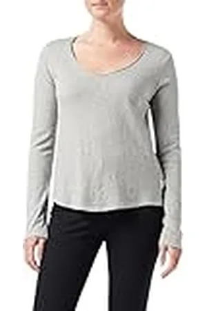 Marc O’ Polo Marc OߴPolo Denim Mujer Camiseta de manga larga de algodón orgánico con cuello de pico, (Grau), M