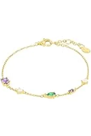 Amor Pulsera de plata de ley 925 para mujer, con circonita cúbica sintética, 16+3 cm, dorada, Se entrega en estuche de regalo, 2033579