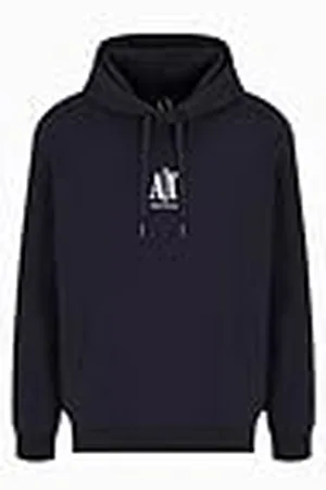 Armani Exchange Icon Project, Embroidered Logo Sudadera con Capucha, Azul Oscuro, L para Hombre