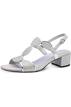 Marco Tozzi Damen Sandale 2-28231-44, Sandalia Mujer, Plata, 38 EU