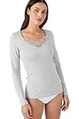 Damart Camiseta de Manga Larga con canalé de guipur Thermolactyl Ropa Interior, , Medium para Mujer