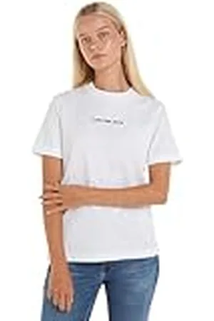 Calvin Klein Jeans Mujer Camiseta Manga Corta Institutional Straight Cuello Redondo, , M