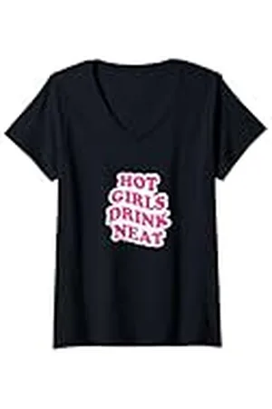 College Mujer Chicas calientes beben ordenadas Camiseta Cuello V