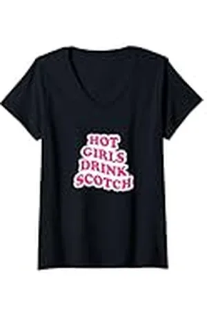 College Mujer Chicas Calientes Beben Scotch Camiseta Cuello V