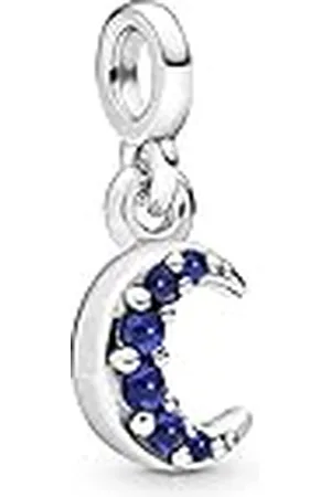 PANDORA ME Dije colgante con diseño de luna creciente de plata de ley con cristal azul auténtico