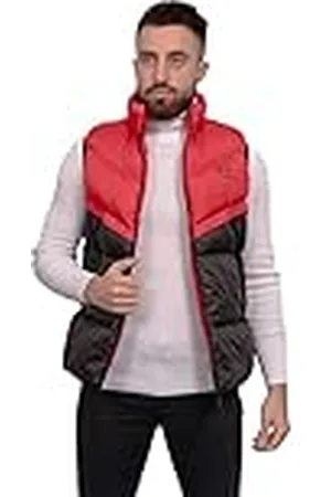 JUST EMPORIO Chaqueta de Plumas sin Mangas para Hombre Adulto, Rojo y Negro, S