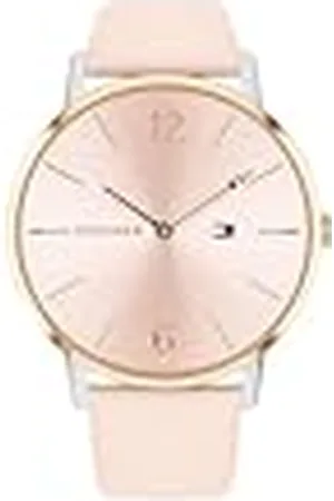 Tommy Hilfiger Reloj Analógico de Cuarzo para Mujer - Pulsera de Cuero Rosa, Esfera Rosa con Efecto Sol, Caja de 41 mm, Resistente al Agua 3ATM - 1781973