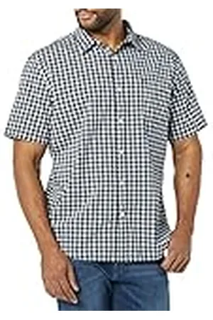 Amazon Camisa de popelina elástica, manga corta (Disponible en Tallas Grandes) Hombre, , 4XL Grande