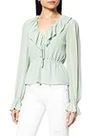 NA-KD Blusa de Gasa con Cuello en V y Volantes, , 38 para Mujer
