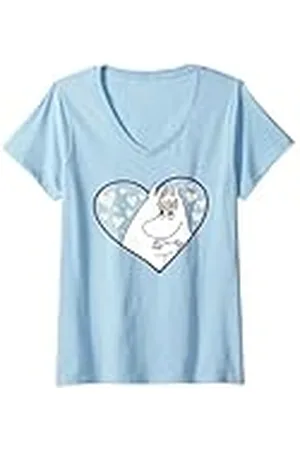 Moomin Mujer Love Heart troll y Snorkmaiden Camiseta Cuello V