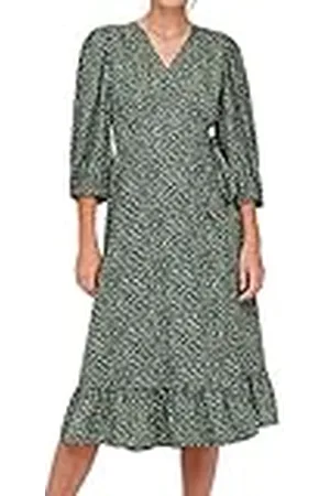 ONLY Onlmarina Vestido Midi Envolvente 3/4 Wvn, , M para Mujer