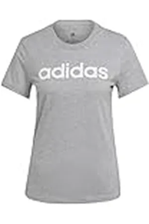 adidas Essentials Slim Logo tee T-Shirt, Mujer, Medium Grey Heather/White, XS