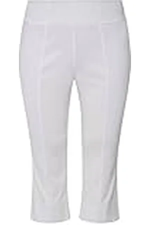Ulla Popken Bengalin-Capri Pantalón de Vestir, Blanco Nieve, 46 Mujeres